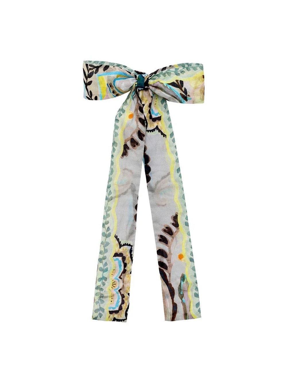 St. Barths Floral Hair Ribbon 
Printed Multi-Color Bow Tie Scarf - Women